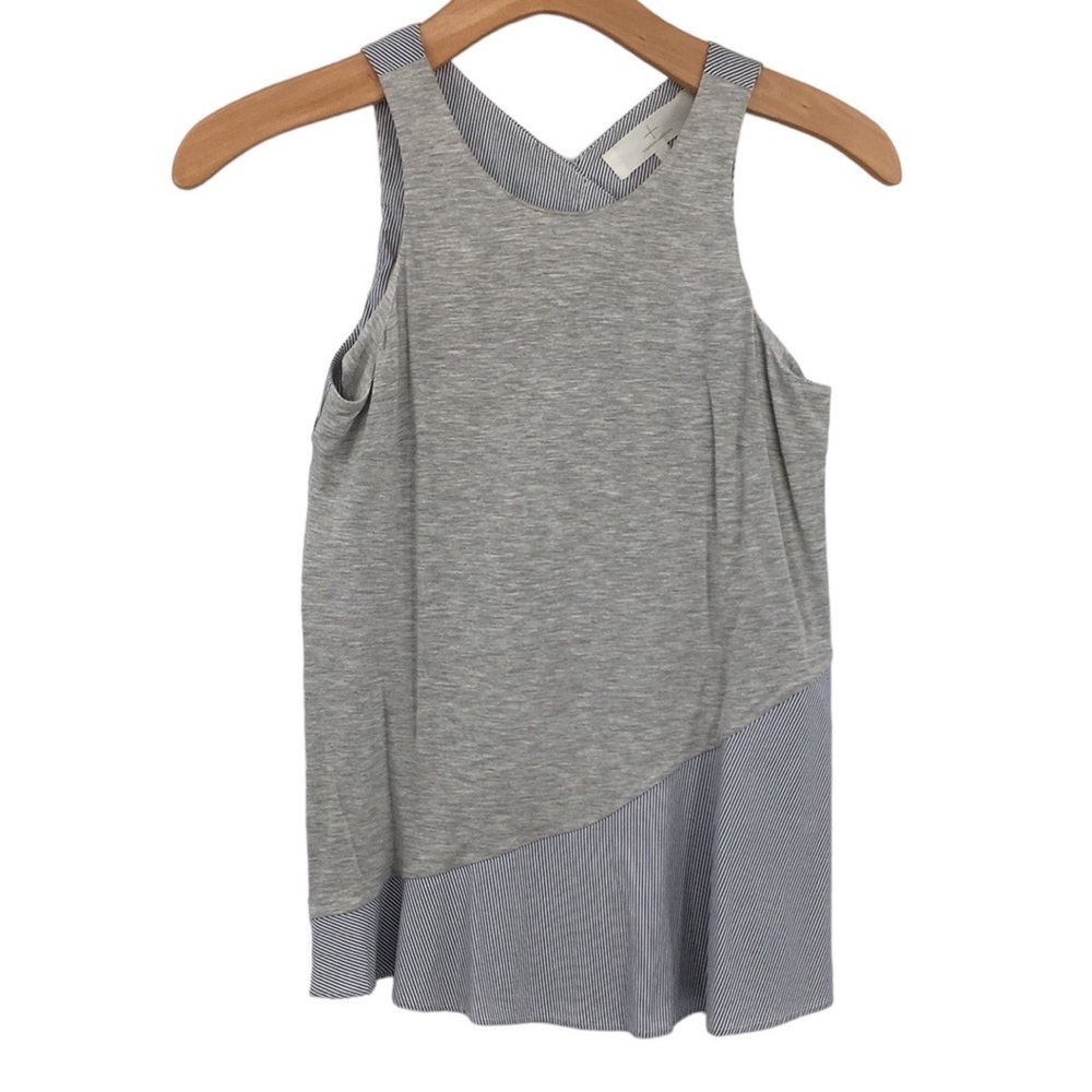 Thakoon Addition Tunic Top Womens 0 Gray Blue Half & Half Button Back Sleeveless